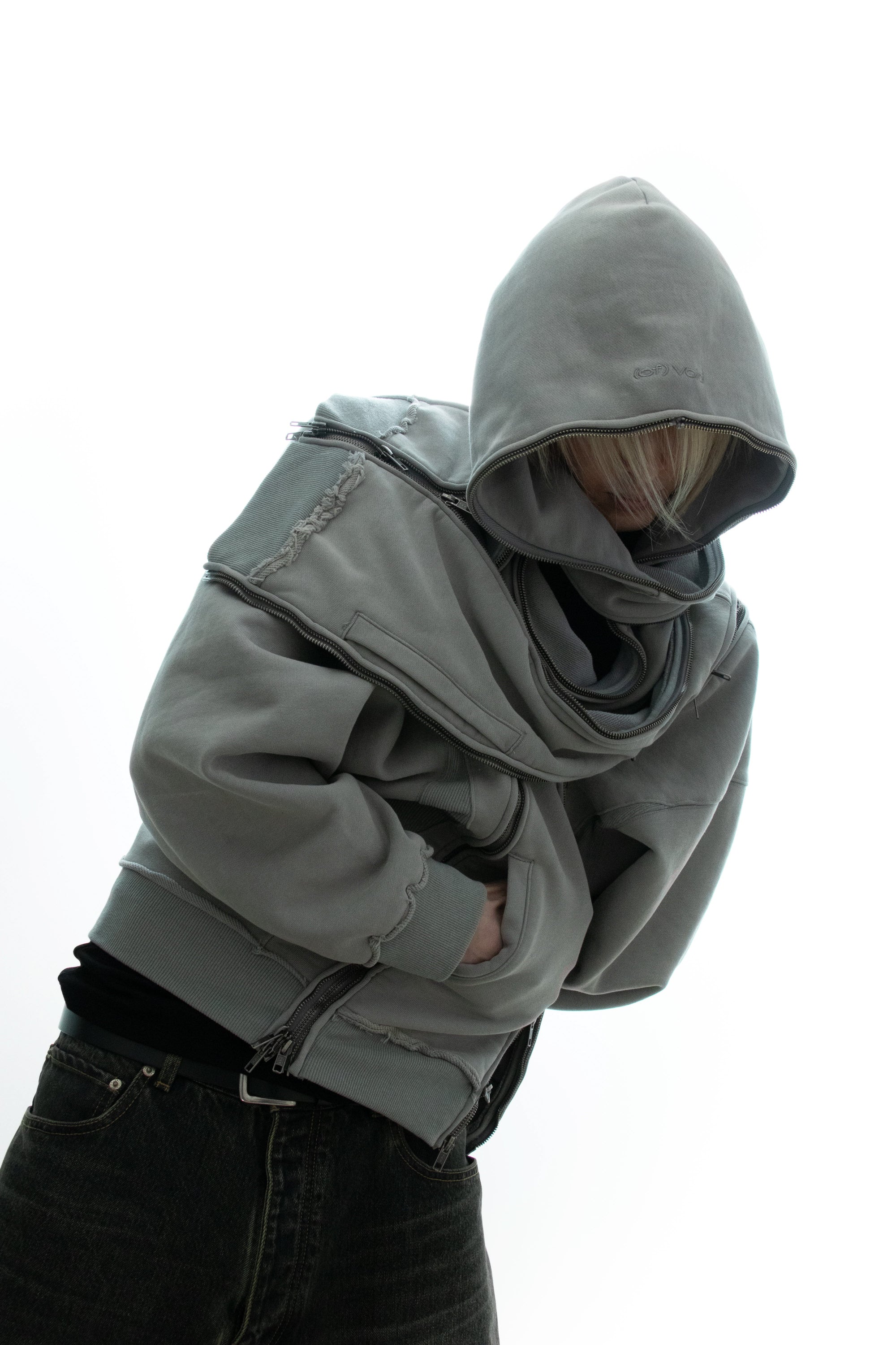(of) void multi-zip hoodie on male model