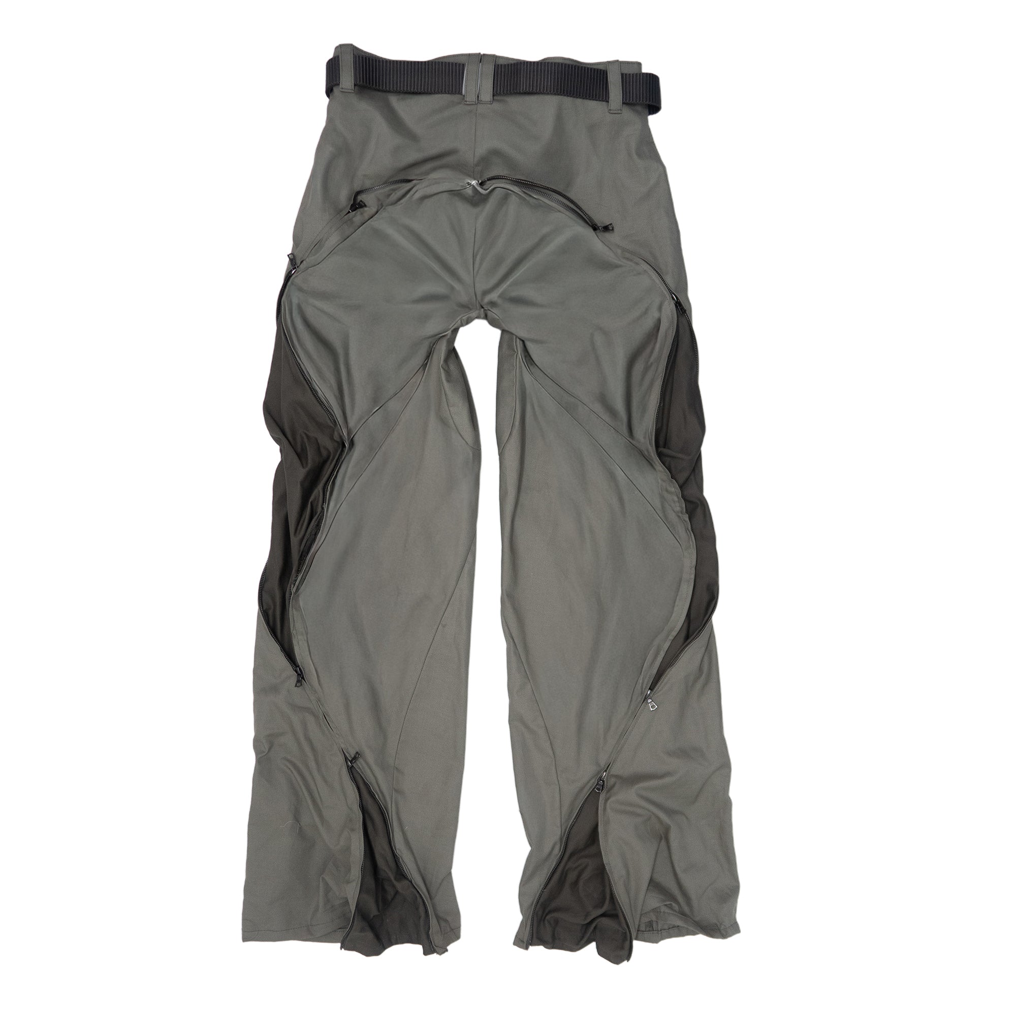 (of) void adjustable curved zipper trousers flat