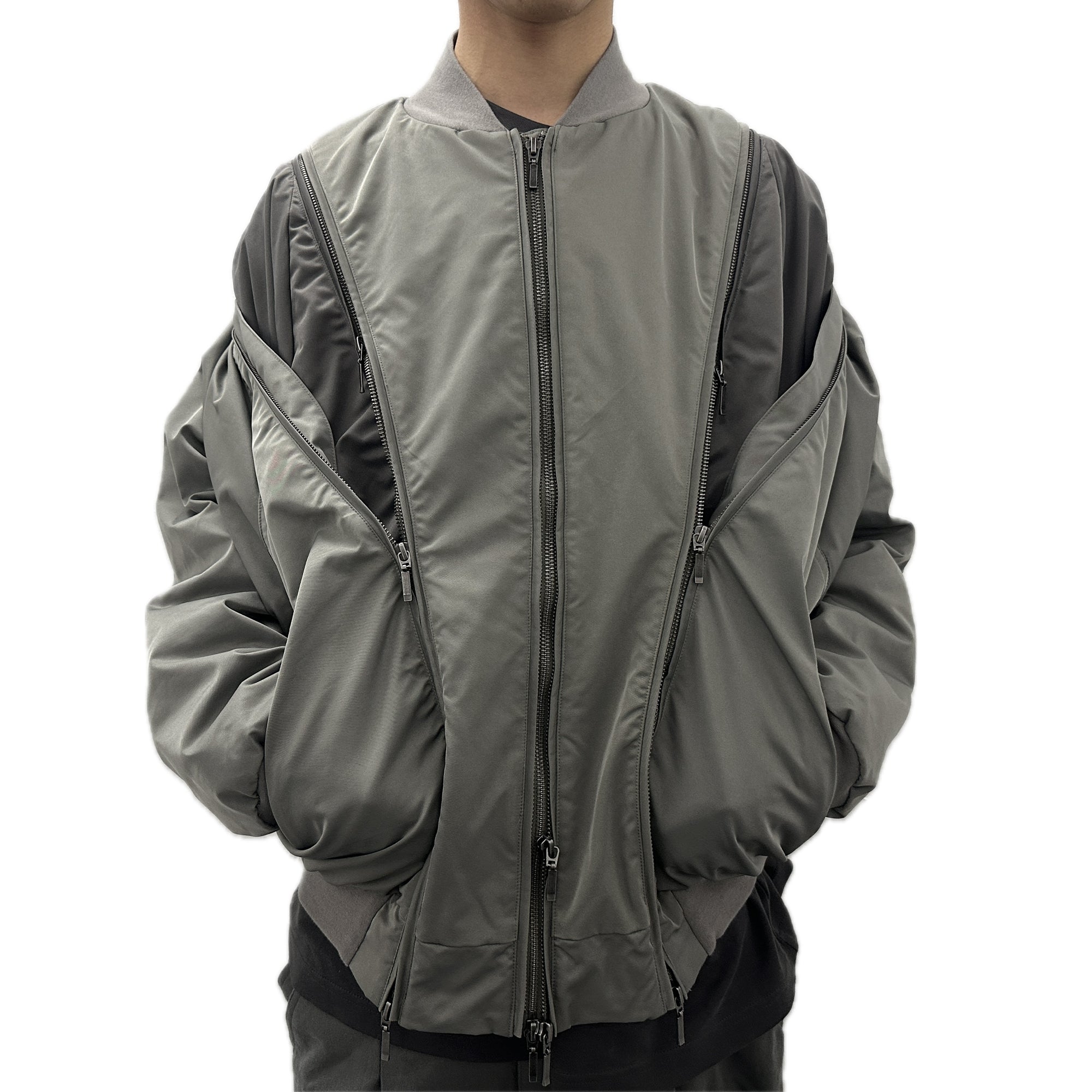 (of) void double layered convertible bomber jacket front view