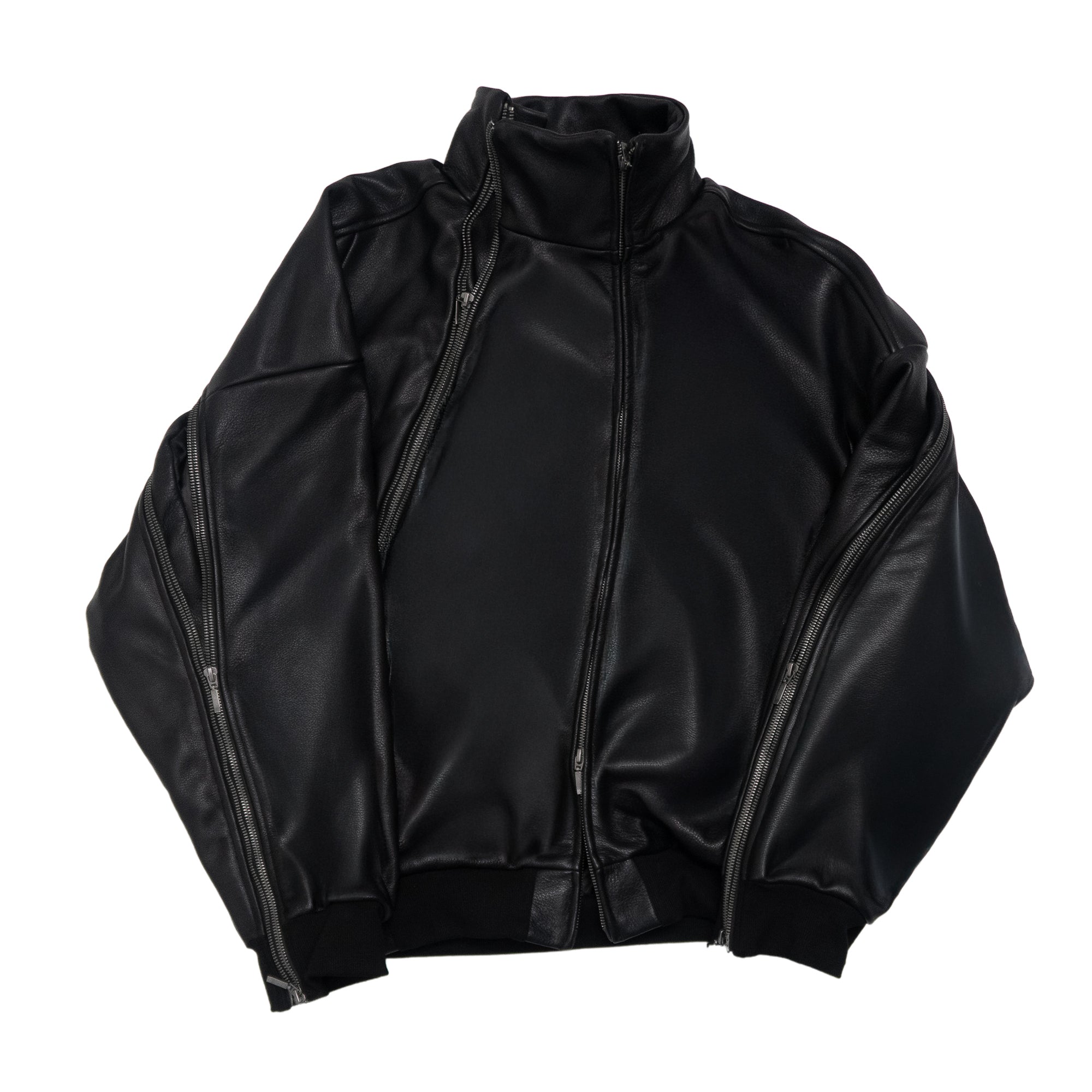 (of) void multi-zip leather blouson jacket flat view