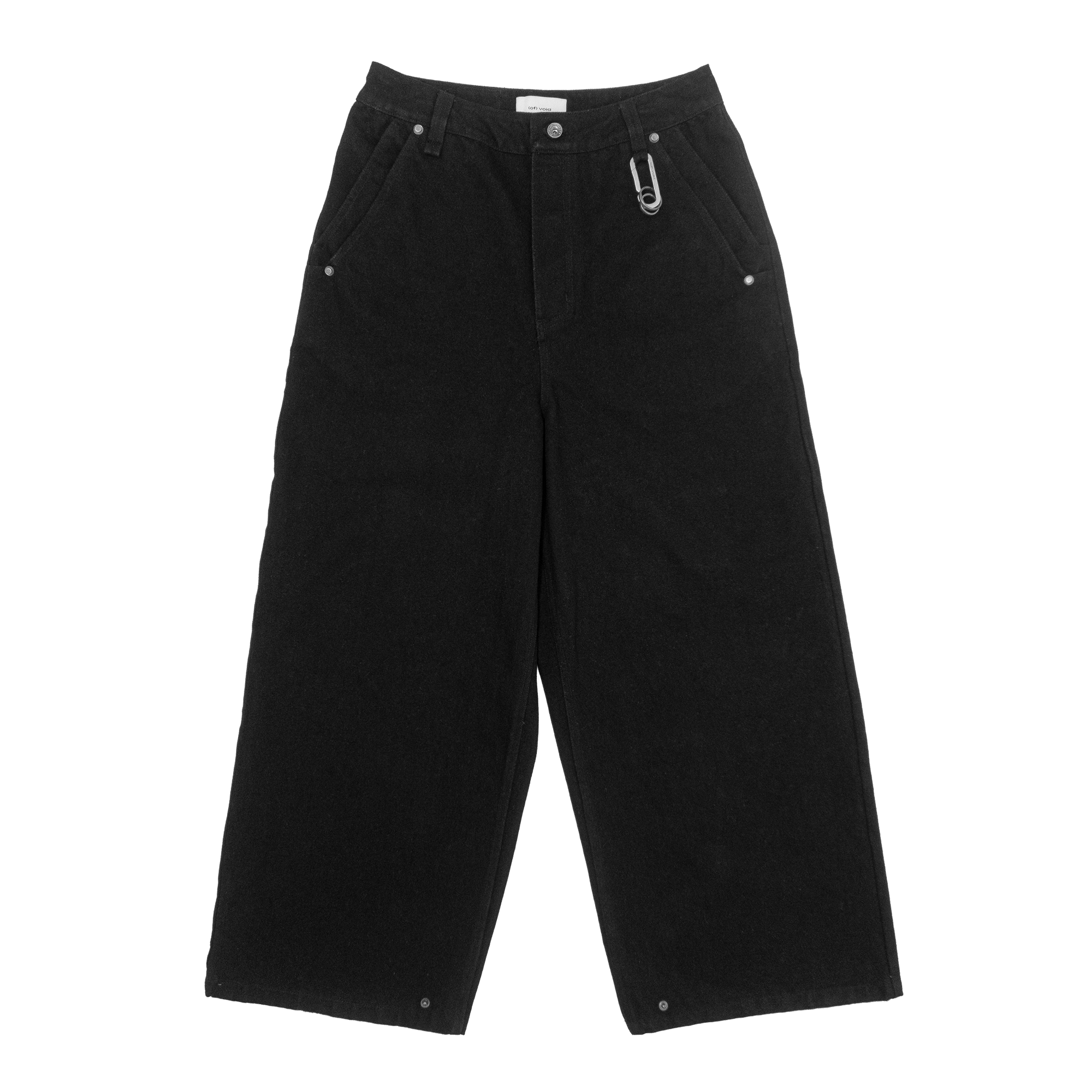 (of) void black denim jeans front view flat